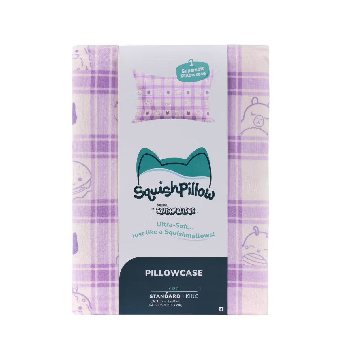 SquishPillow Standard Squish Pillowcase Gingham Daydream Purple | Target