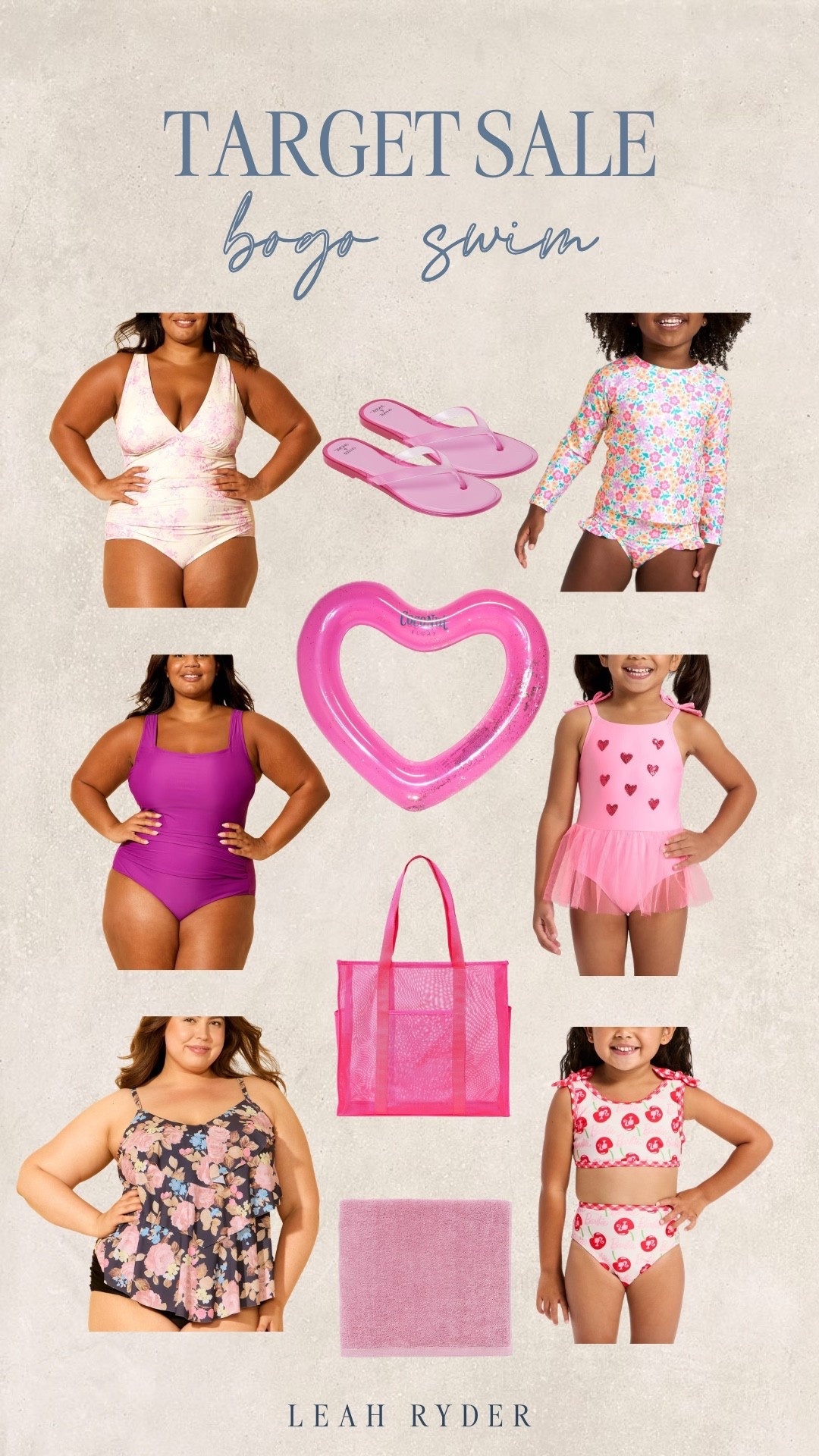This Target BOGO swim sale includes flattering one-piece swimsuits, plus size swim options, girls’ rash guards, heart-print one-pieces, and fun beach accessories in bright pink hues. From supportive tanks to playful two-piece sets, there are styles for women and kids in inclusive sizing. Add flip flops, mesh totes, and pool floats for a complete beach-ready look. Target swimwear deals make it easy to stock up for spring break, pool days, and summer vacations.

#LTKPlusSize #LTKSwim #LTKSpringSale
