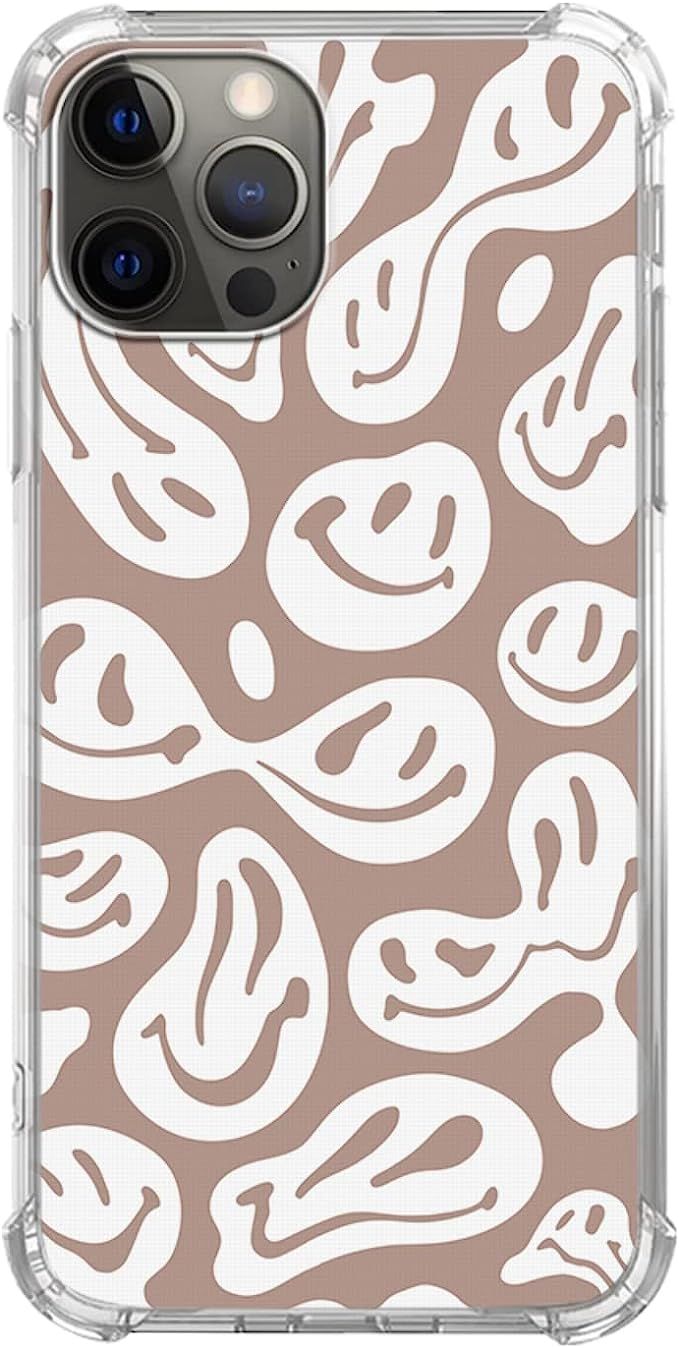 Fisgerod Trippy Smiley Face Phone Case for iPhone 13 Pro Max, Cute Funny Melted Face Beige Case f... | Amazon (US)
