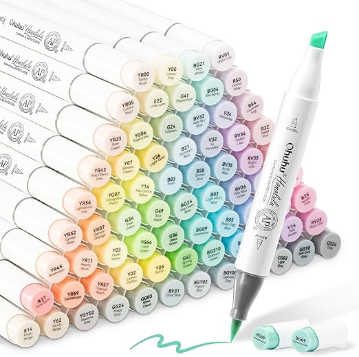 Ohuhu Pastel Markers Alcohol Based -96 Pastel Colors of Honolulu Sweetness + Blossoming - Double ... | Amazon (US)