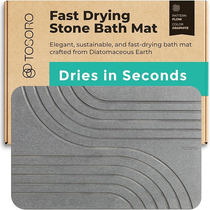 Stone Bath Mat, Diatomaceous Earth Non-Slip Stone Shower Mat - Quick Drying Absorbent Bath Mats f... | Amazon (US)