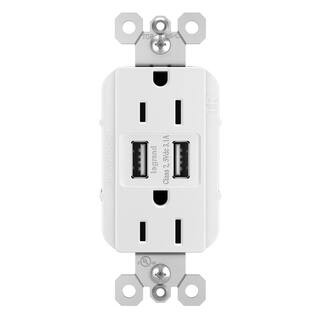 radiant 15 Amp 125-Volt Duplex Outlet with 3.1 Amp USB, White | The Home Depot