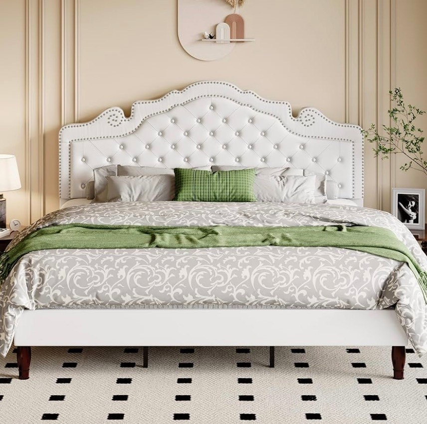 King size white bed frame on  Amazon 
#lingbed
#bedroom

#LTKHome