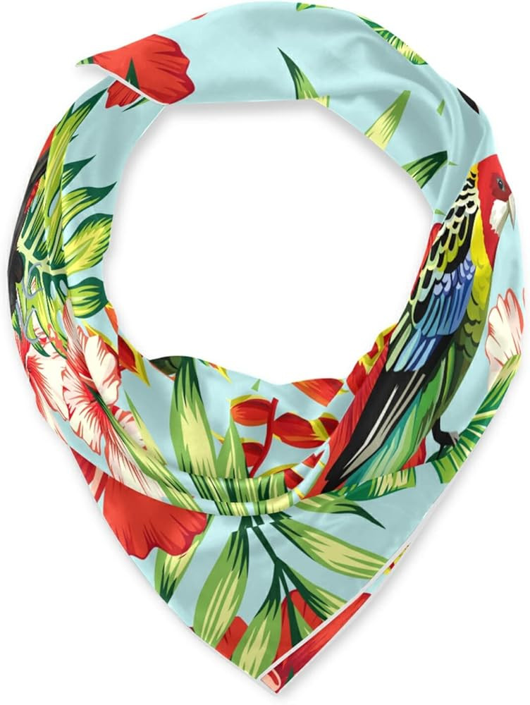 susiyo Tropical Leaf Toucan Parrot Large Square Scarves Silk Scarf Kerchief Hair Scarves Neckerch... | Amazon (US)