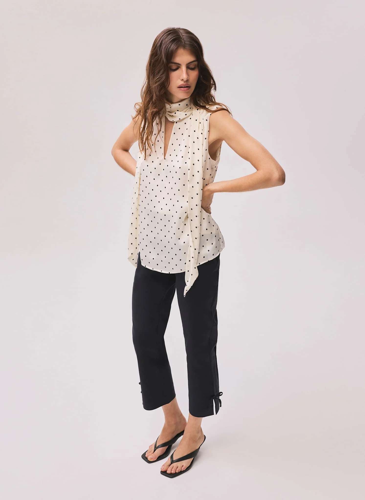 Black Cotton Blend Capri Trousers | Mint Velvet