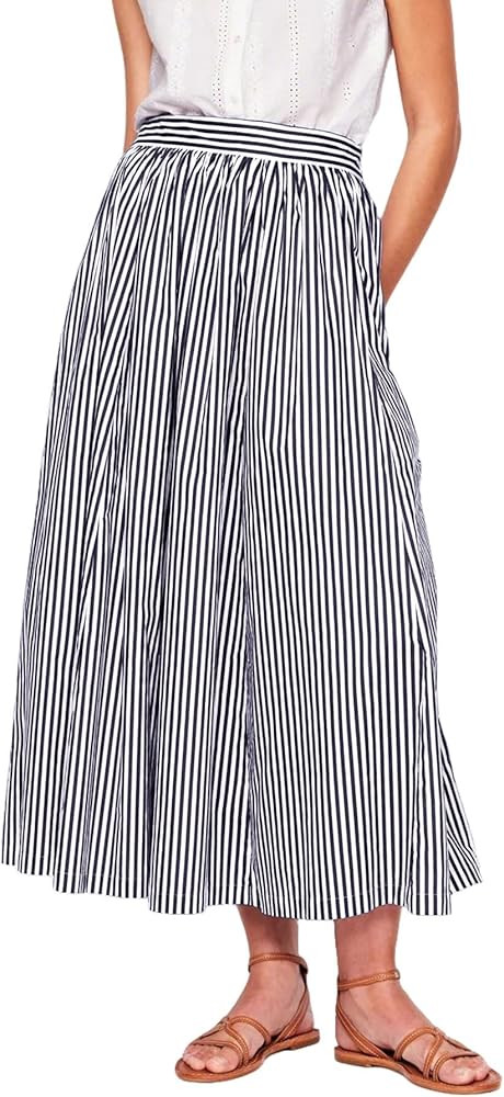 CHARTOU Women Casual Stripe Skirt Back Elastic Waist Long Flowy A Line Skirt with Pockets | Amazon (US)