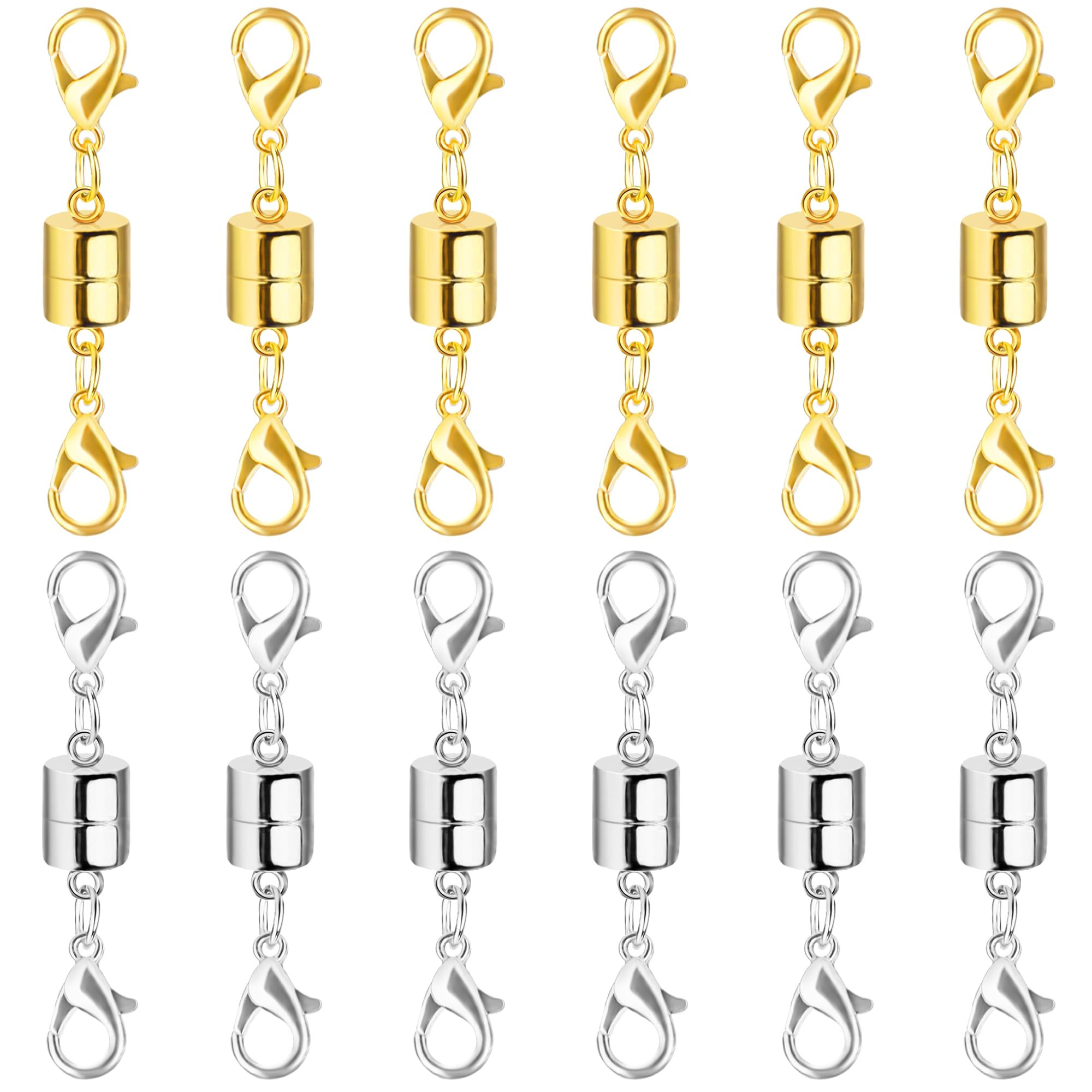 Magnetic Necklace Clasp and Closures with Double Lobster Clasp, 14K Gold and Silver Necklace Exte... | Amazon (US)