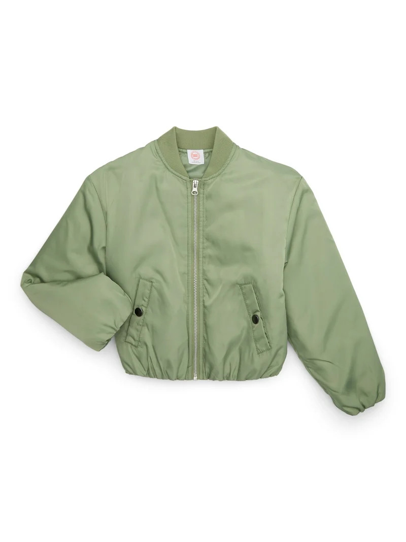 Wonder Nation Tween Girls Satin Bomber Jacket, Sizes 4-16 & Plus - Walmart.com | Walmart (US)