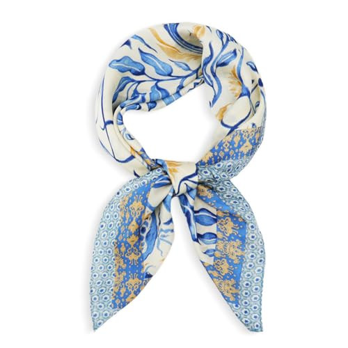 vimate Satin Head Scarf for Women-Fashion Printed Blue Silk Feeling Square Scarf for Hair Bandanas (Style 48) | Amazon (US)