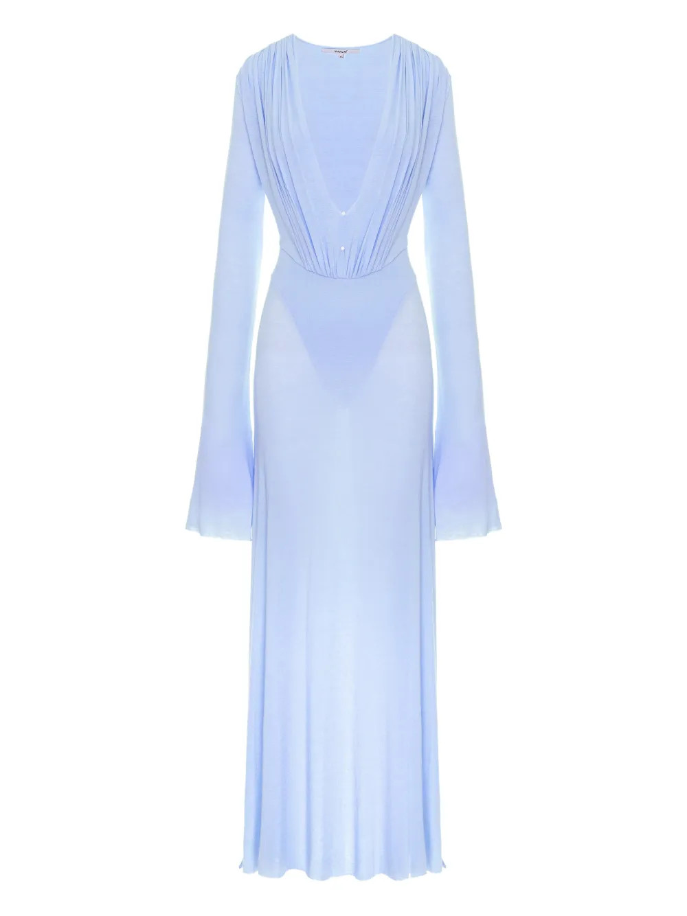 MANURÍ Suki long-sleeve Draped Dress | Blue | FARFETCH | Farfetch Global