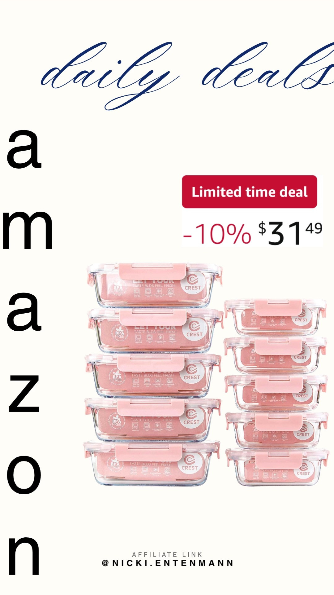 These glass meal prep containers bring cheerful charm and effortless organization to daily meals with sleek design and modern durability. #MealPrep #GlassContainers #KitchenEssentials #FoodStorage #HealthyLiving #CookingGear #LifestyleGear #DailyMeals #ModernLiving #KitchenStyle 🥗✨🧊 

 #LTKfoodie #LTKSaleAlert #LTKTravel