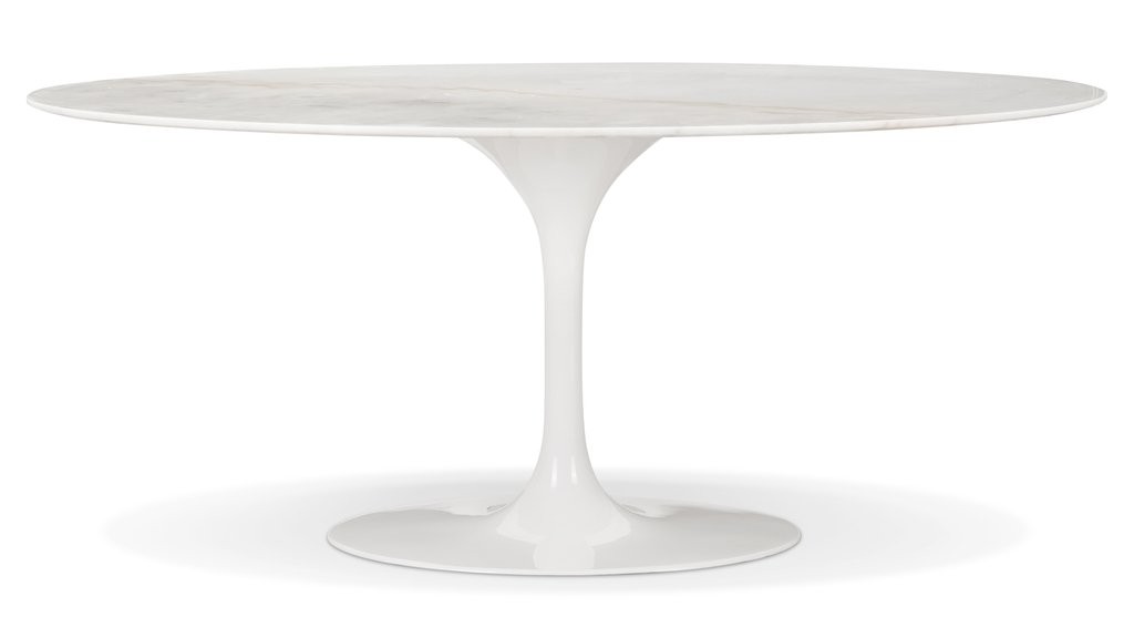 Tulip Table - Oval Tulip Dining Table, Calacatta Marble | Interior Icons