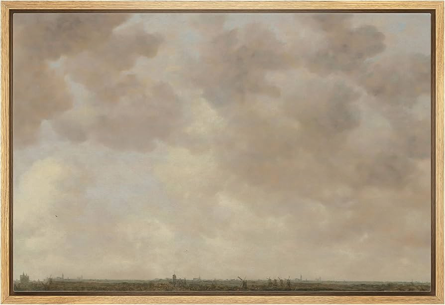 MUDECOR Framed Canvas Print Wall Art Pastel Gray Cloud Country Skyline Nature Wilderness Illustra... | Amazon (US)