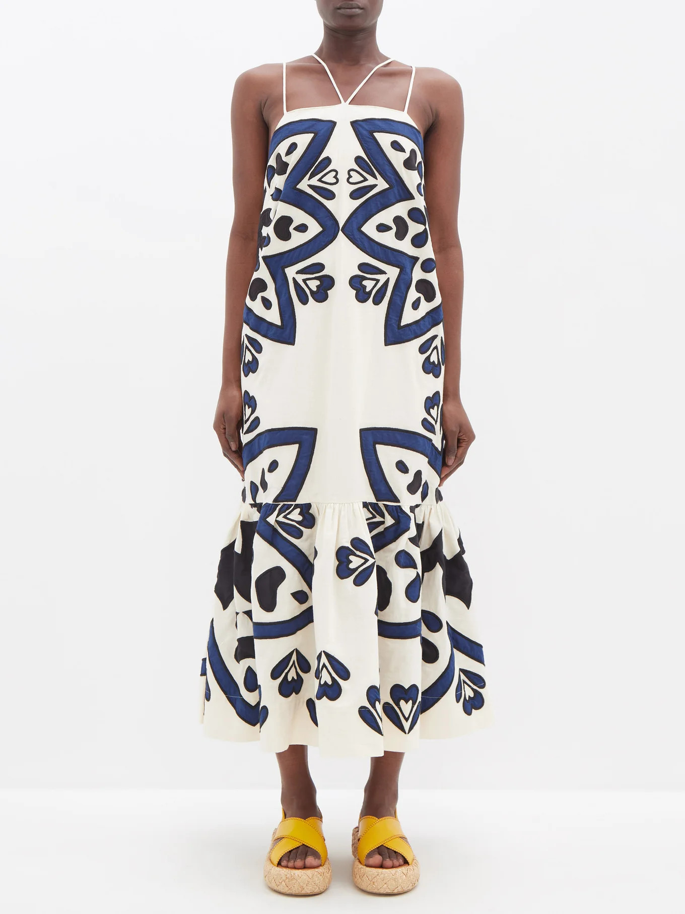 Kaia kaleidoscope-appliqué cotton-blend midi dress | Sea | Matches (UK)