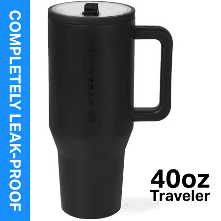 HydroJug Traveler 40 oz Water Bottle, Stainless Steel Insulated Tumbler with Flip Straw and Handle - Black | Walmart (US)