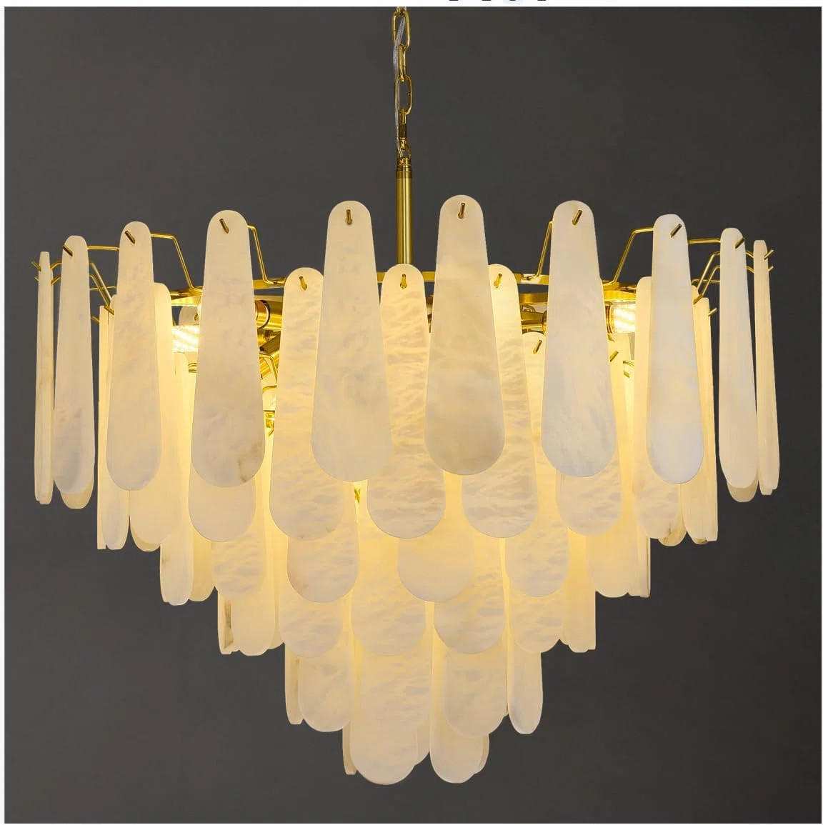 Alabaster Round Chandelier, 32 In 92 Pcs Natural Spanish Marble Stone Texture Chandelier, 6-tiers... | Wayfair North America