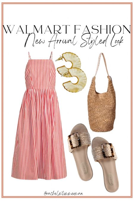 Another adorable Walmart fashion dress that just arrived! It also comes in blue and white stripes. The cutest midi length for summer. I love the stripes! 

Walmart fashion. Walmart finds. LTK under 50. Midi dress. 
