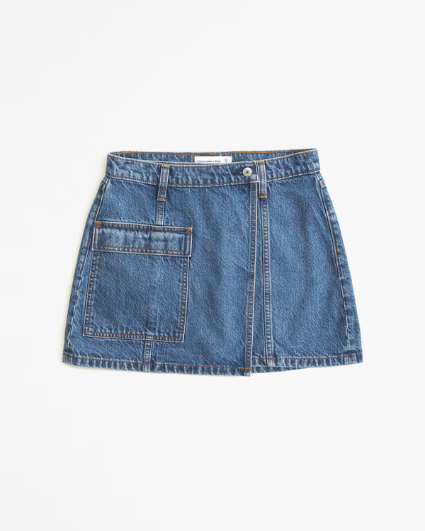 Denim Cargo Wrap Mini Skirt | Abercrombie & Fitch (US)