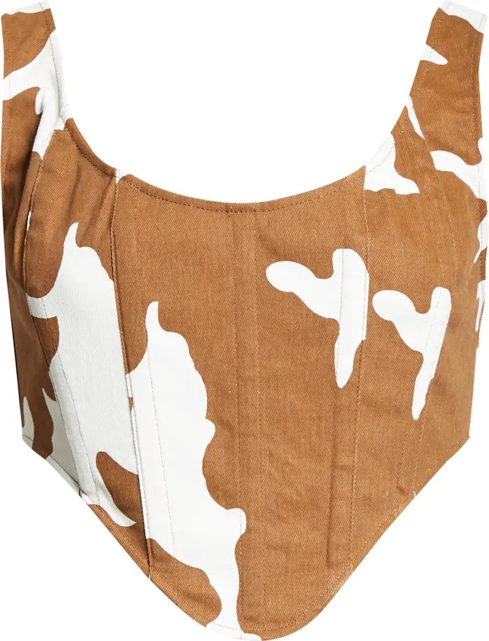 BY.DYLN Marley Cow Print Corset Crop Top | Nordstrom | Nordstrom