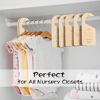 Baby Closet Dividers for Clothes Organizer - Set of 7 Adorable Wooden Double-Sided Baby Clothes S... | Amazon (US)