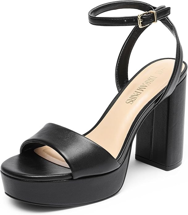 DREAM PAIRS Platform High Heels for Women Chunky Round Open Toe Ankle Strap Stylish Heeled Sandal... | Amazon (US)