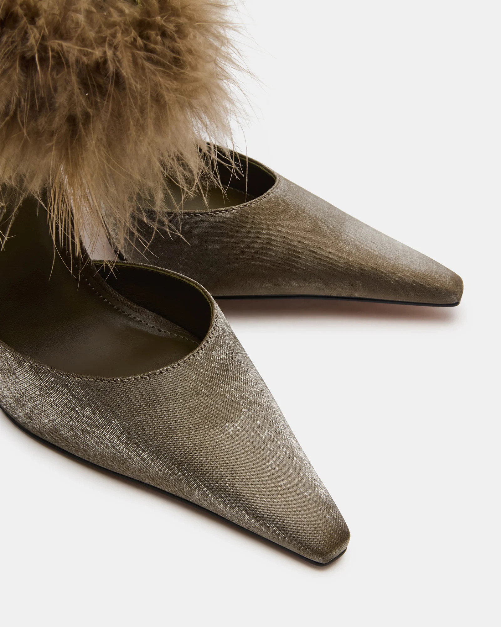ELUSIVE Olive Satin Pointed-Toe Stiletto Pump Women's Heel | Steve Madden (US)
