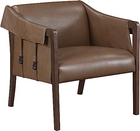 OSP Home Furnishings Parkfield Faux Leather Accent Chair with Sling Buckle Design and Solid Wood ... | Amazon (US)