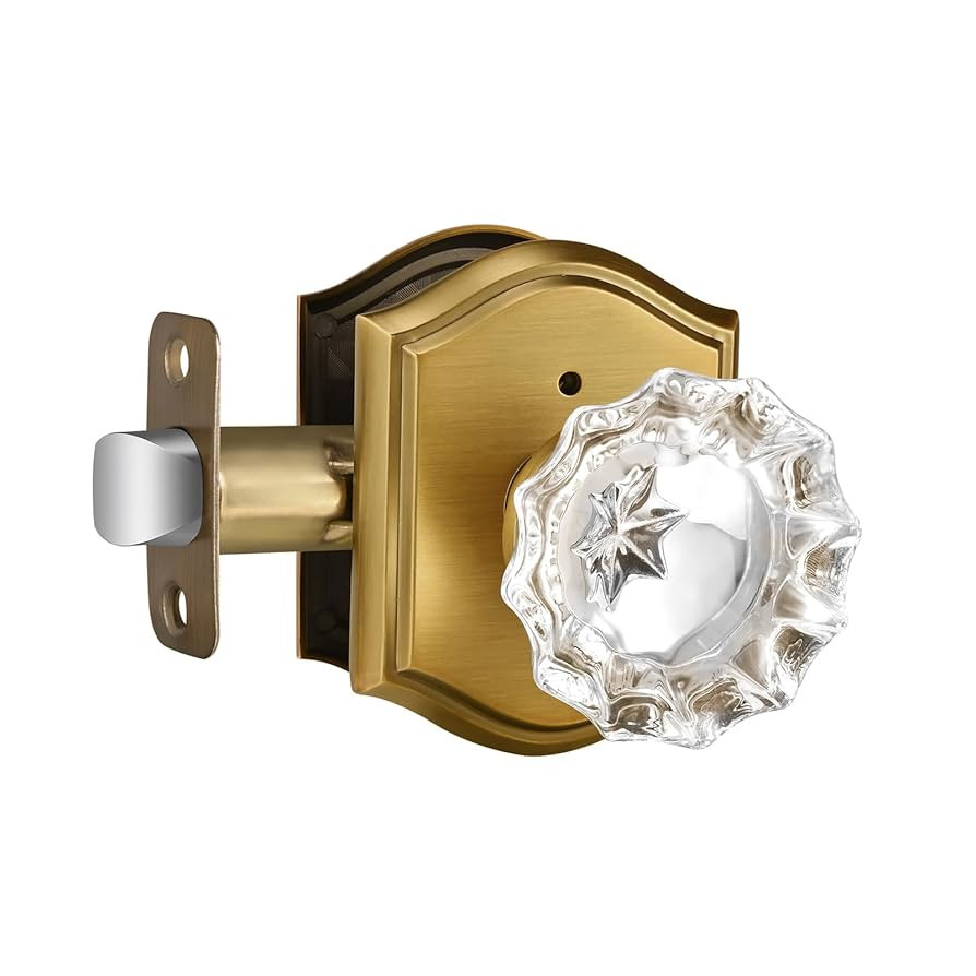 Antique Brass Glass Door Knobs, Crystal Door Knob Interior with Lock, Vintage Privacy Antique Doo... | Amazon (US)