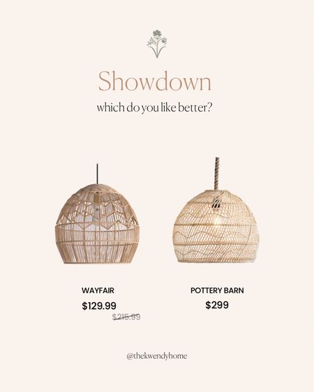 Wayfair and Pottery Barn Showdown! I have the rattan lamp on the right but the one of the left is pretty close! It also happens to be on sale. 

Wayday sale. Furniture sale. Lighting sale. Rattan pendent  

#LTKhome #LTKsalealert