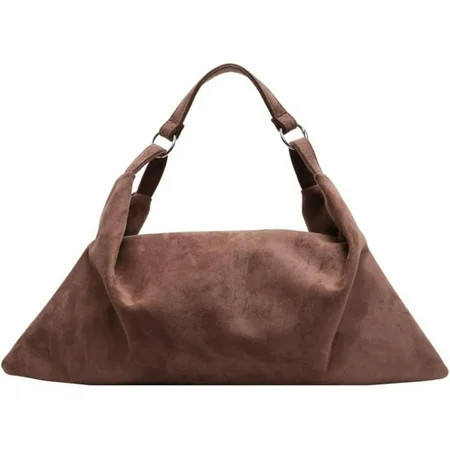 Trendy Suede Crescent Bag for Women Vintage Shoulder Bag Large Capacity Top Handle Purse Crossbody Bag with Adjustable Strap | Walmart (US)