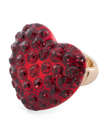 Pave Crystal Heart Stretch Ring | Marshalls