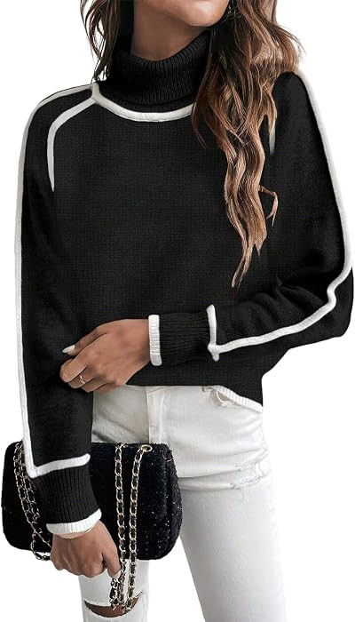 EVALESS Sweaters for Women Fall Winter Cozy Turtleneck Sweater | Amazon (US)