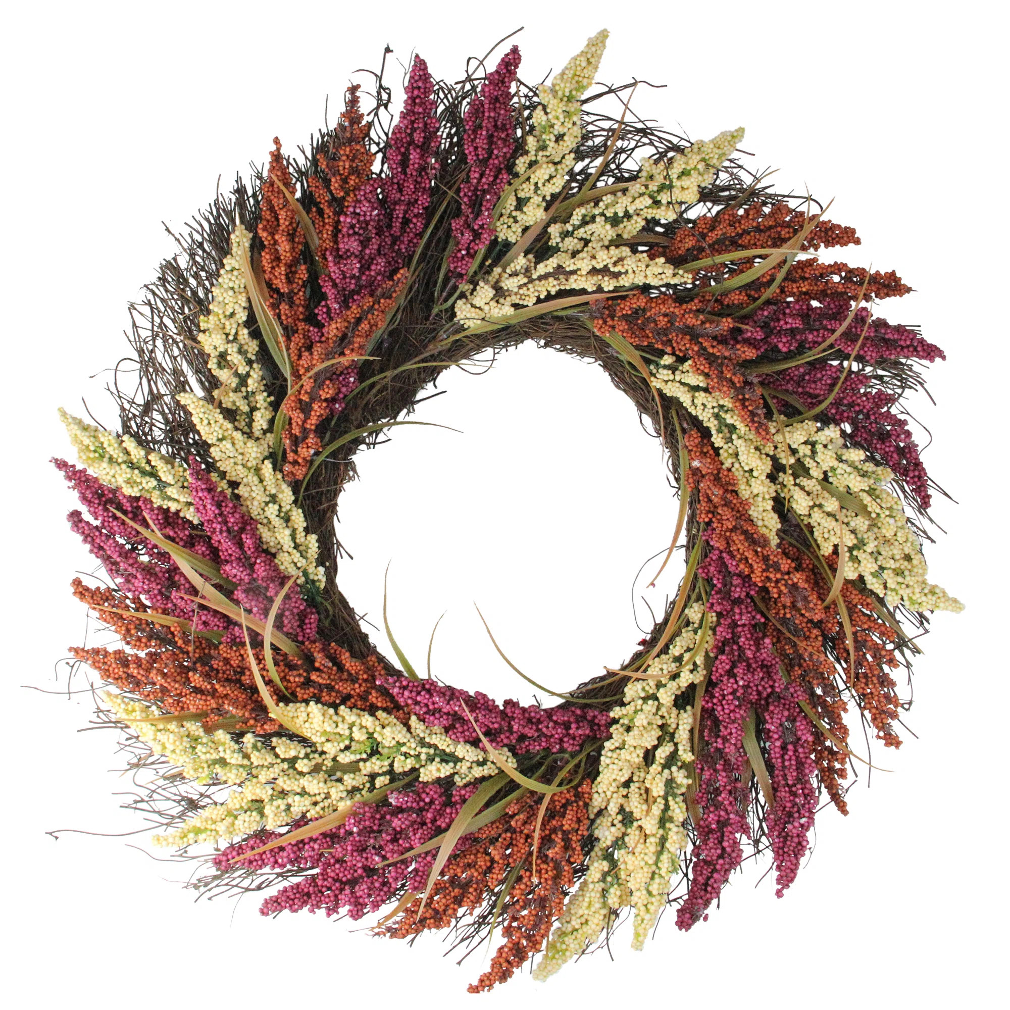 Northlight Seasonal Autumn Harvest Mixed Heather Artificial Grapevine Wreath 22 Inch Unlit & Revi... | Wayfair North America