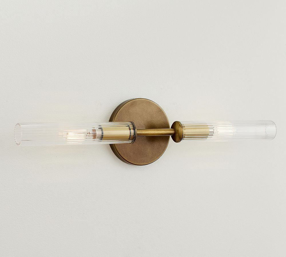 Cooper Ribbed Glass Double Tube Sconce (20") | Pottery Barn (US)