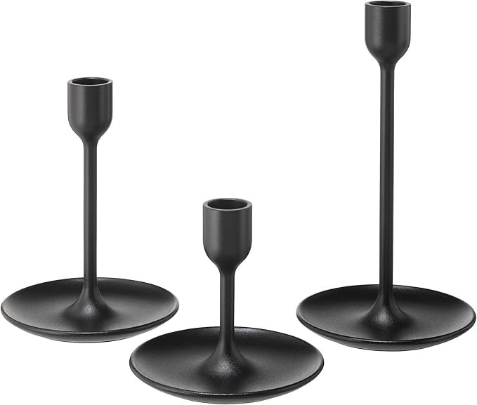 IKEA FULLTALIG Candlestick, set of 3 Powder Coating Black Aluminum Candlestick Holder for taper c... | Amazon (US)
