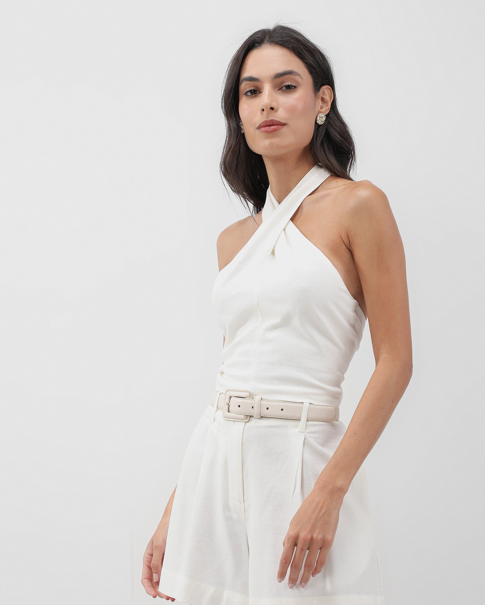 Regata de viscolinho de lastex com amarração off-white | AK by Riachuelo | Riachuelo (BR)