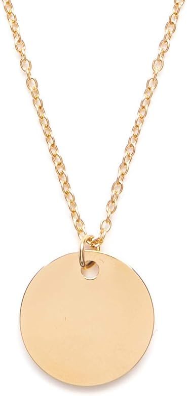 Happiness Boutique Women Circle Necklace Gold Plated Minimalist Delicate Necklace Round Pendant G... | Amazon (US)