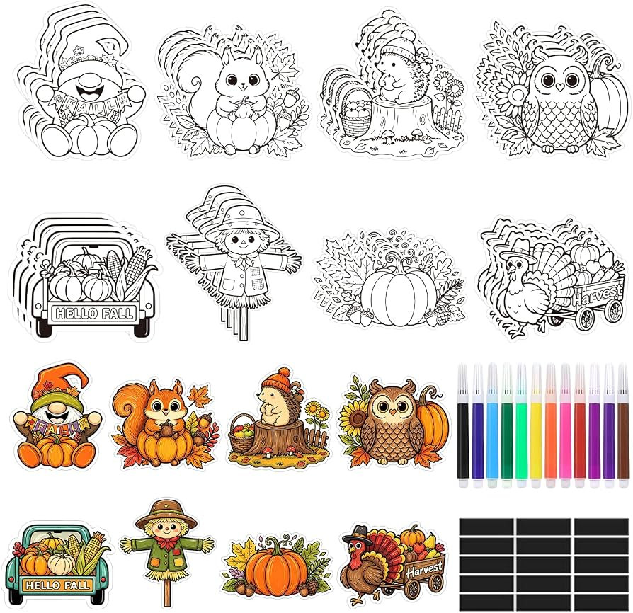 32 PCS Thanksgiving Fall Crafts DIY Fridge Magnet Kit Party Favors Gifts | Amazon (US)
