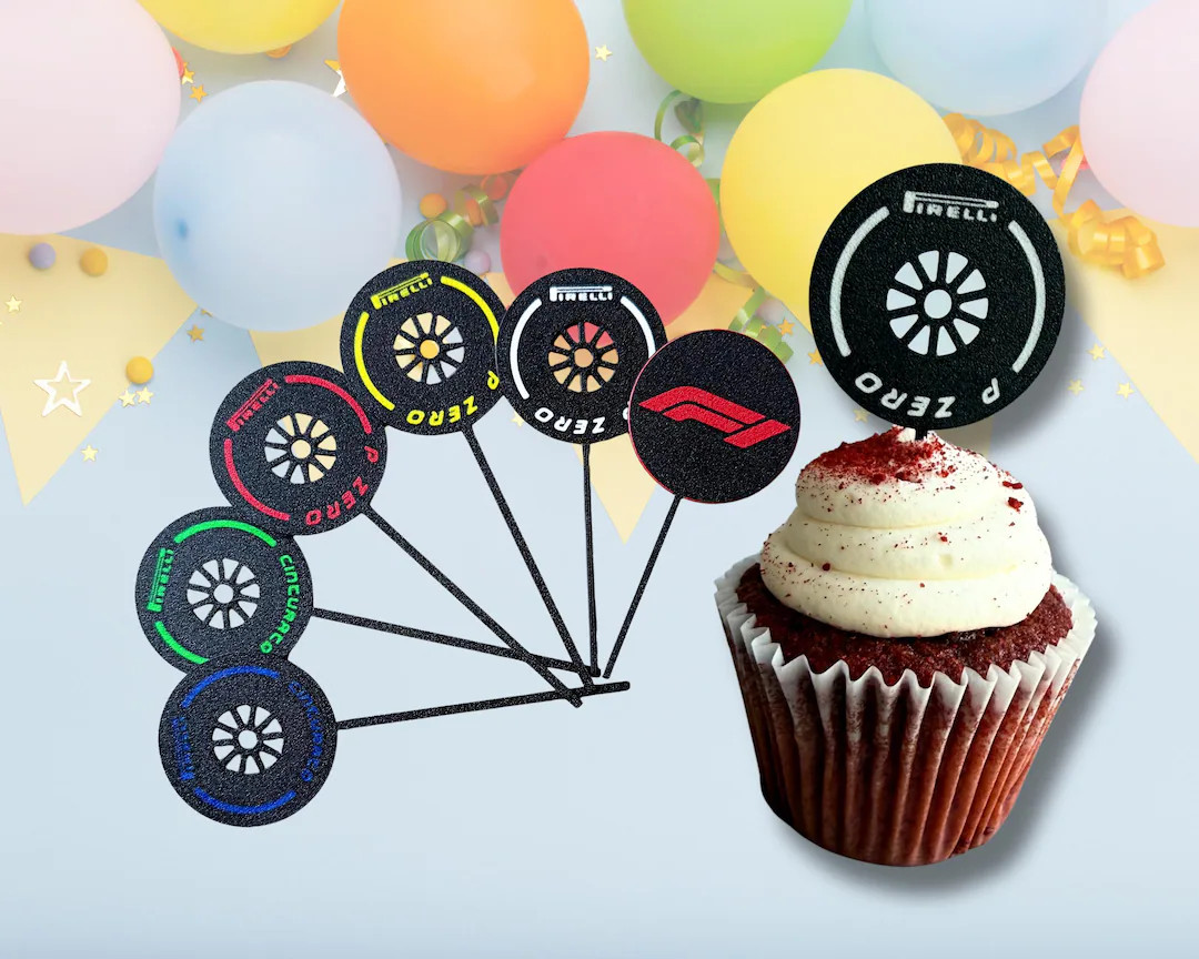 Cupcake Toppers F1 Tires - Pack of 12 Formula 1 Party Decor - Etsy | Etsy (Global)
