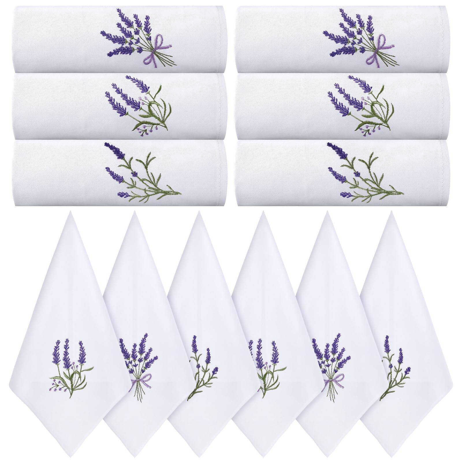 12 Pcs Spring Floral Cloth Napkins 100% Cotton Lavender Dinner Tea Party Napkins Embroidered Hand... | Amazon (US)