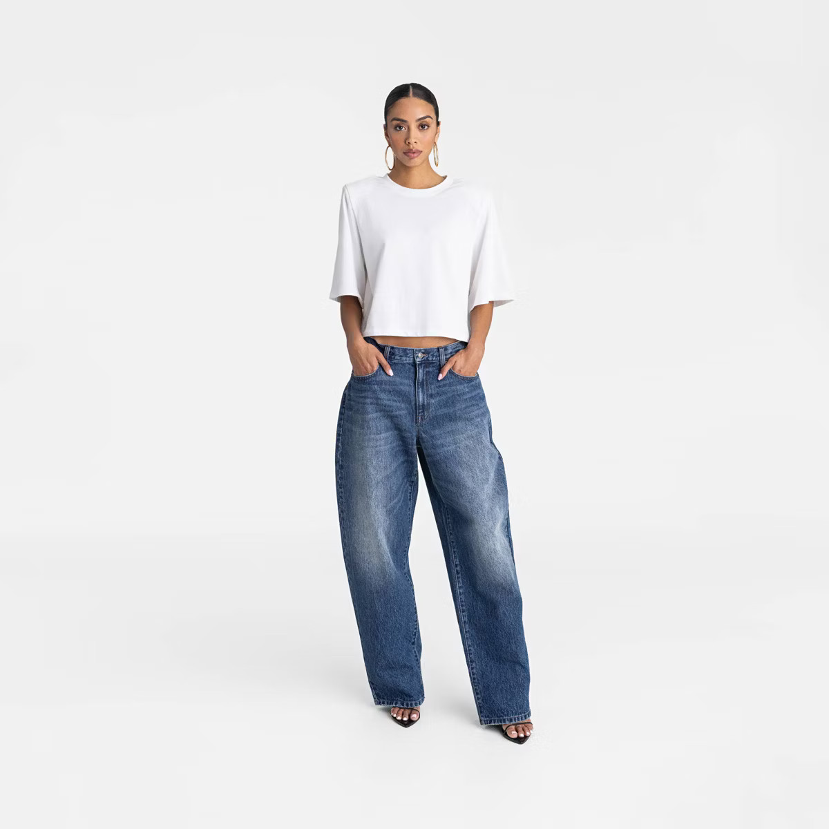 KBB by KAHLANA Women's Mid-Rise Wide Leg 'The Kahlana Jean' - Dark Wash | Target