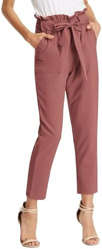 GRACE KARIN Women's Hight Waisted Work Pants Cropped Paper Bag Business Casual Pants with Pockets | Amazon (US)