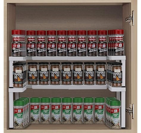 Spicy Shelf Deluxe - Expandable Spice Rack and Stackable Cabinet & Pantry Organizer (1 Set of 2 s... | Amazon (US)