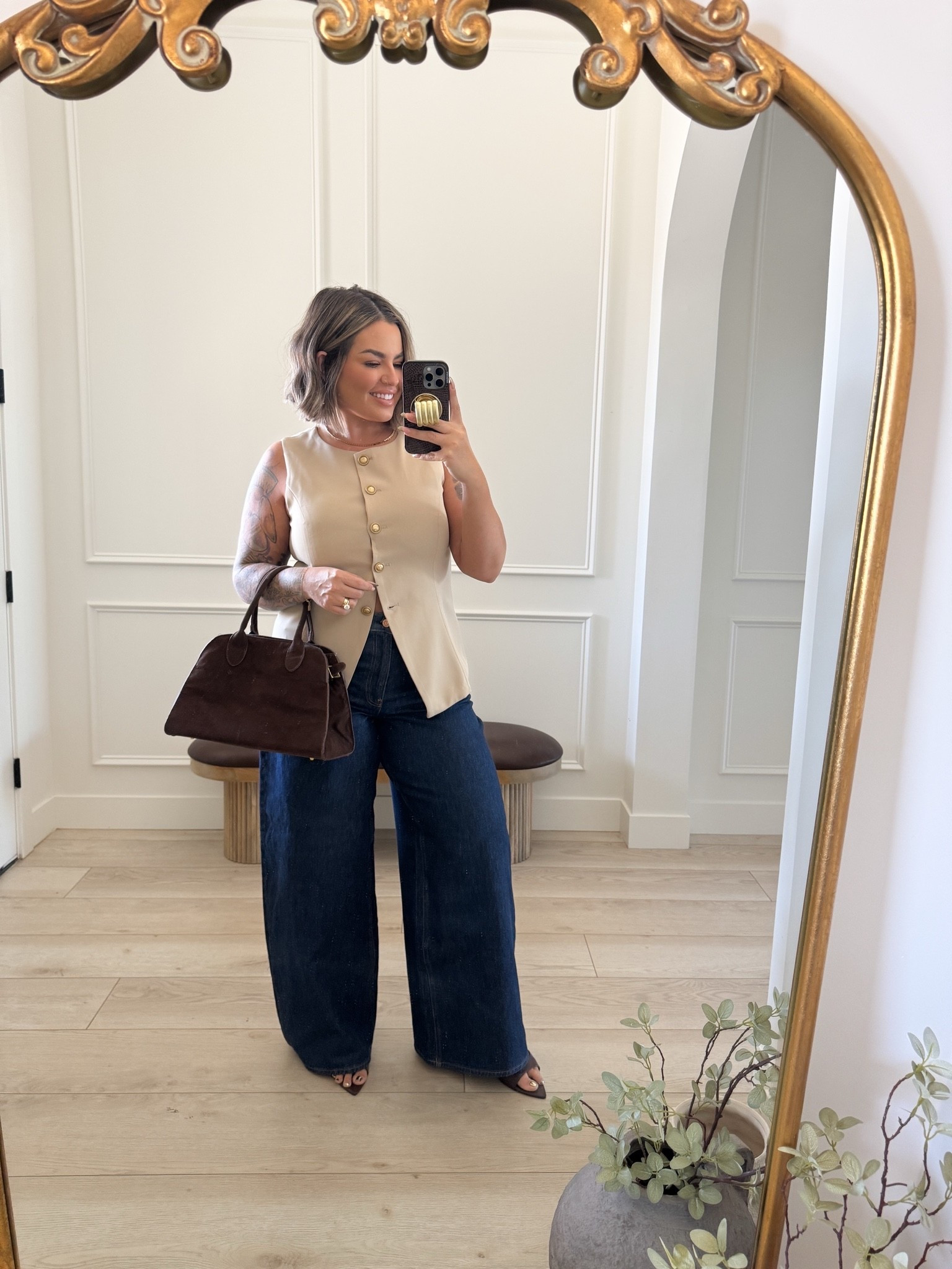 Vest L 
Jeans 31 tall I love these !! They are def more of a mid to high rise rather than low rise. Super comfy fit. Perfect for work.

#gap #amazon #workwear #jeans #denim

#LTKootd #LTKSaleAlert #LTKMidsize