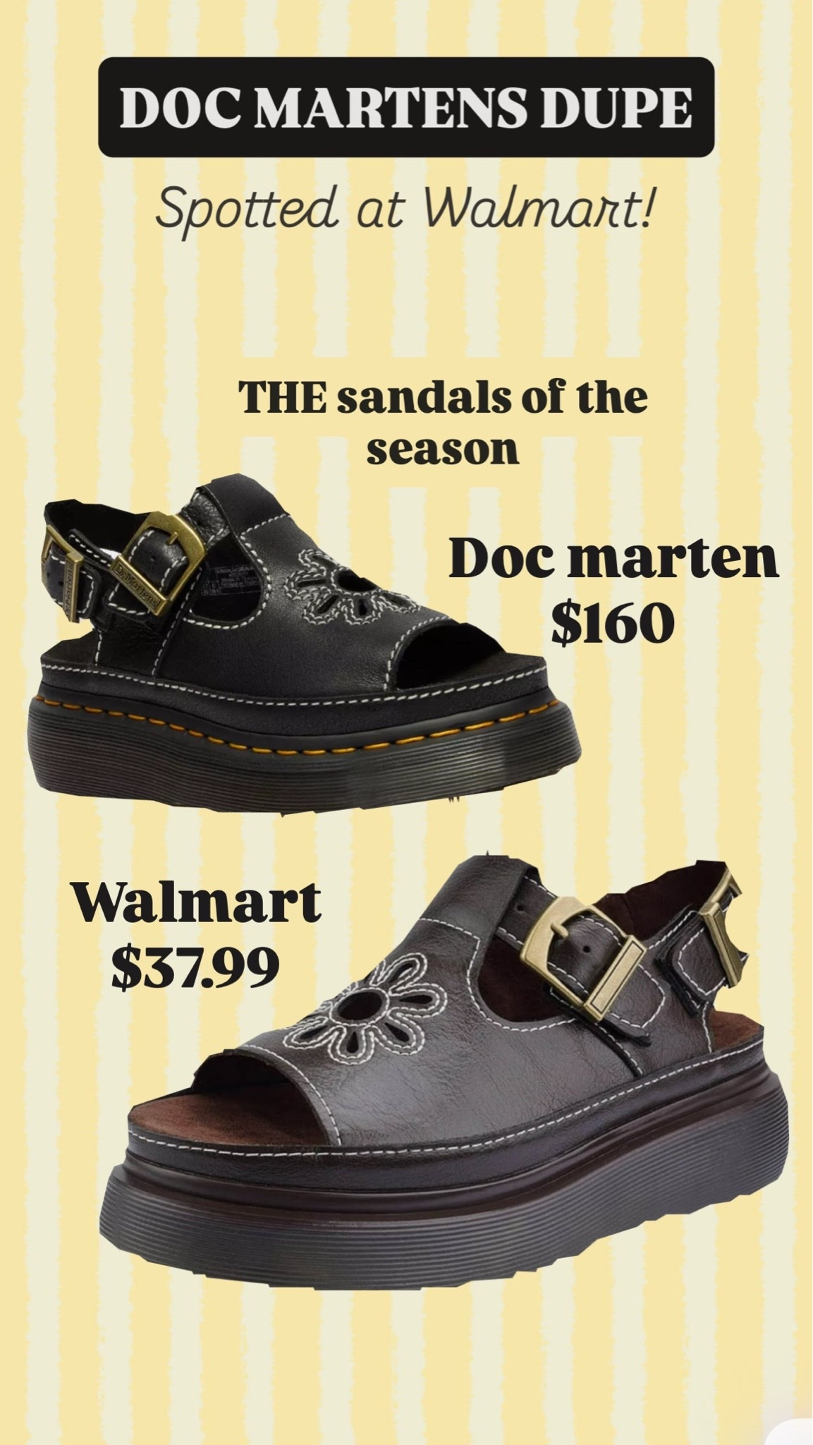 The dupe of the season! These sandals have been EVERYWHERE but cannot splurge $160 right now.. so I found them cheaper so you don’t have to go search! Available on Walmart!

#LTKSaleAlert #LTKootd #LTKgrwm