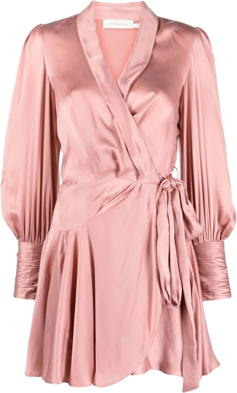 Zimmermann Women's Silk Wrap Mini Dress in Pink | 8067DRF23DPI | LOZURI