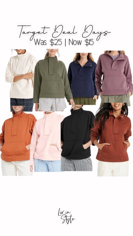 Target deal days women’s quarter zip sweatshirt I love for fall!

I sized up one to a medium for an oversized fit



#LTKstyletip #LTKsalealert #LTKSeasonal