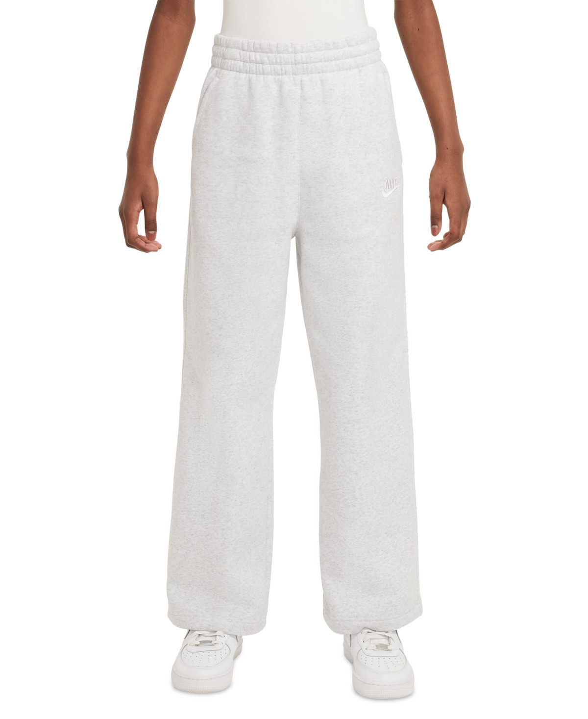 Nike Big Girls Sportswear Club Fleece Wide-Leg Sweatpants - Dk Grey Heather/base Grey/white | Macy's