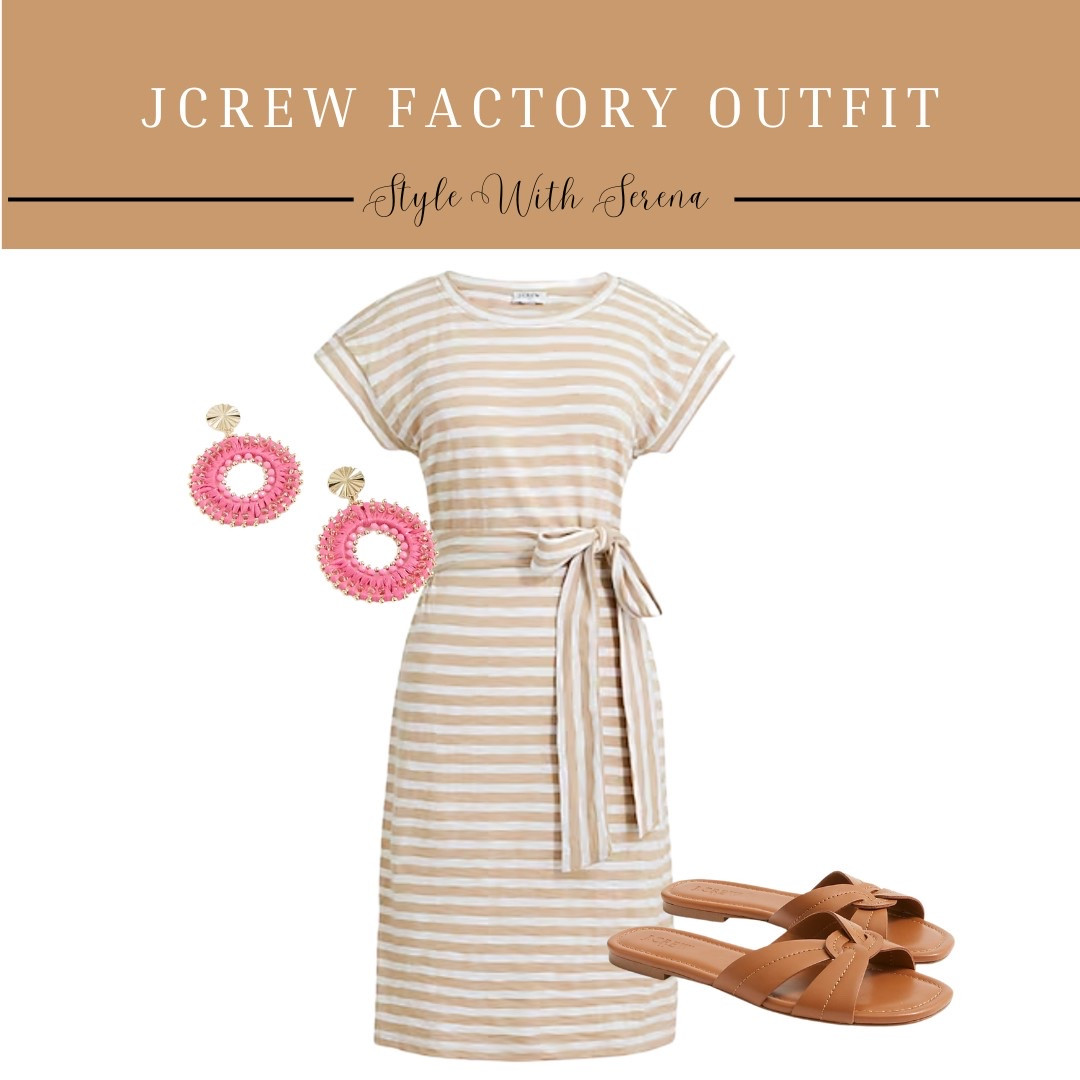 Jcrew factory outfit, Jcrew style, spring dress, summer dress, casual dress, sandals, earrings 

#LTKOver40 #LTKFindsUnder100 #LTKStyleTip