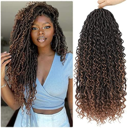 6 Packs Curly Faux Locs Crochet Hair, 22 Inch Goddess Locs Crochet Hair Hippie Locs Synthetic Bra... | Amazon (US)